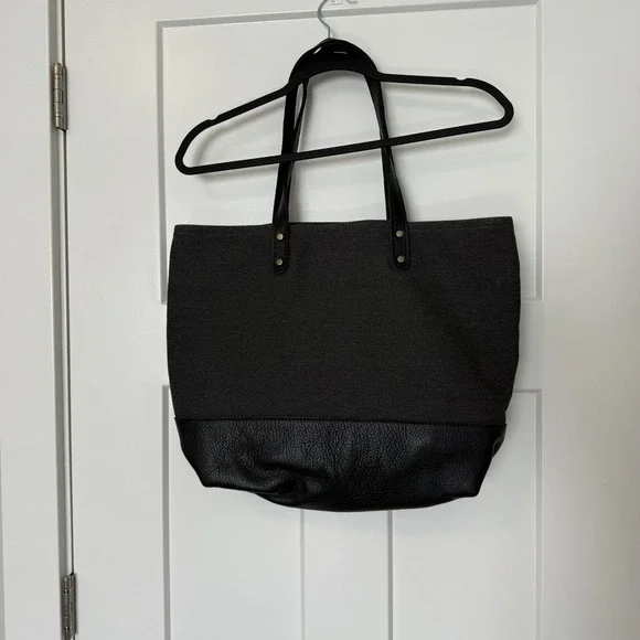 New Portland Leather Goods Big Big Tote Grey Black Canvas Leather RARE HTF - Picture 5 of 6